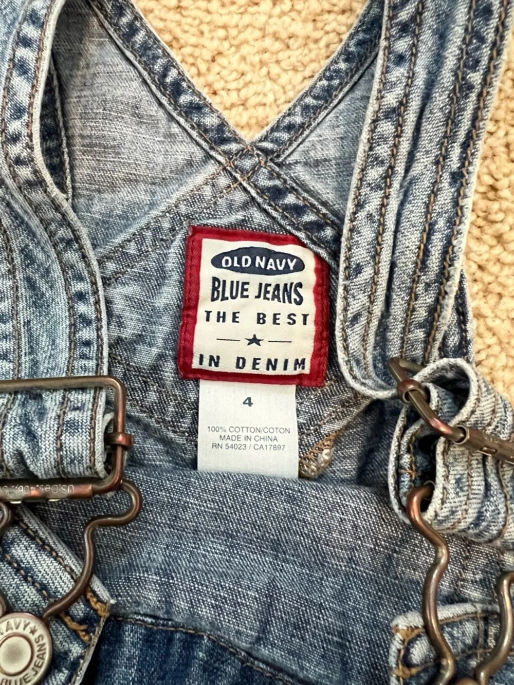 Vintage Old Navy Kids Size 4 Overalls Shorts Jeans Denim Early 2000s Y2K